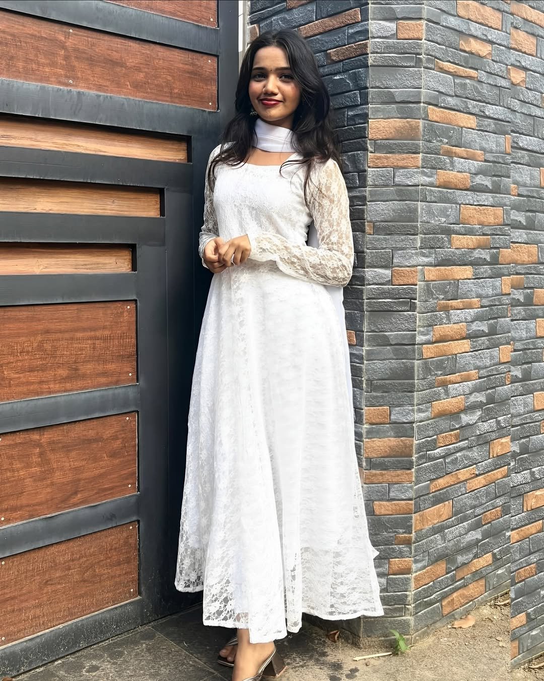 Aashika - Designer launch😍Netted Gown With Dupatta